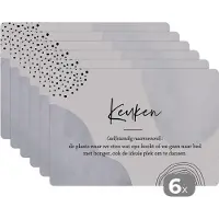 KitchenYeah Placemat - Placemats kunststof - Keuken - Quotes - Spreuken - Keuken definitie - Woordenboek - Opa - 45x30 cm - 6 stuks - Hittebestendig - Anti-Slip - Onderlegger - Afneembaar