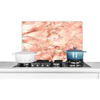 KitchenYeah Spatscherm keuken - Marmer print - Roze - Glitter - Luxe - Marmerlook - Spatwand - 60x40 cm - Keuken achterwand
