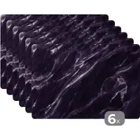 KitchenYeah Placemats - Marmer - Stenen - Paars - Onderleggers placemats - Onderlegger - 45x30 cm - 6 stuks