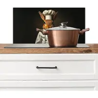 KitchenYeah Spatscherm keuken 60x30 cm - Kookplaat achterwand Konijn - Kok - Dier - Muurbeschermer - Spatwand fornuis - Hoogwaardig aluminium