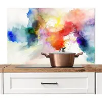 KitchenYeah Spatscherm keuken 100x65 cm - Kookplaat achterwand Waterverf - Regenboog - Abstract - Kunst - Kleuren - Muurbeschermer - Spatwand fornuis - Hoogwaardig aluminium