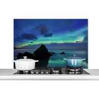 KitchenYeah Spatscherm keuken 100x65 cm - Kookplaat achterwand Lucht - Landschap - Aurora - Muurbeschermer - Spatwand fornuis - Hoogwaardig aluminium