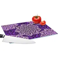 KitchenYeah Glazen Snijplank - 28x20 - Roos - Paars - Patronen - Barok - Snijplanken Glas