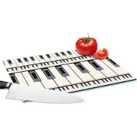 KitchenYeah Glazen Snijplank - 28x20 - Piano - Patronen - Muziek - Snijplanken Glas