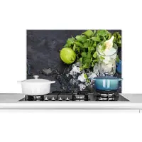 KitchenYeah Spatscherm keuken 80x55 cm - Kookplaat achterwand Cocktail - Mojito - Ijsblokjes - Muurbeschermer - Spatwand fornuis - Hoogwaardig aluminium