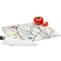 KitchenYeah Glazen Snijplank - 28x20 - Patronen - Planten - Vogel - Snijplanken Glas