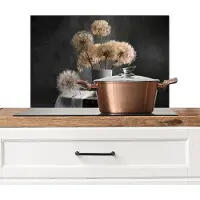 KitchenYeah Spatscherm keuken 60x40 cm - Kookplaat achterwand Bloemzaden - Paardenbloem- Vaas - Stilleven - Boeket - Muurbeschermer - Spatwand fornuis - Hoogwaardig aluminium