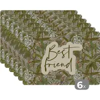 KitchenYeah Placemat - Placemats kunststof - Best friend - Vriendschap - Quotes - Spreuken - 45x30 cm - 6 stuks - Hittebestendig - Anti-Slip - Onderlegger - Afneembaar