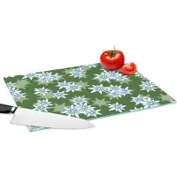 KitchenYeah Glazen Snijplank - 39x28 - Edelweiss - Groen - Bloemen - Patronen - Snijplanken Glas