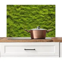 KitchenYeah Spatscherm keuken 80x55 cm - Kookplaat achterwand Mos - Natuur - Groen - Muurbeschermer - Spatwand fornuis - Hoogwaardig aluminium