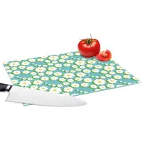KitchenYeah Glazen Snijplank - 28x20 - Bloemen - Patroon - Madelief - Snijplanken Glas