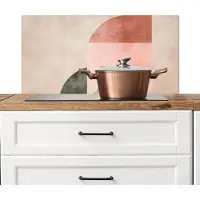 KitchenYeah Spatscherm keuken 80x40 cm - Kookplaat achterwand Cirkel - Abstract - Roze - Muurbeschermer - Spatwand fornuis - Hoogwaardig aluminium