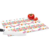 KitchenYeah Glazen Snijplank - 39x28 - Flamingo - Zomer - Cocktail - Patroon - Snijplanken Glas