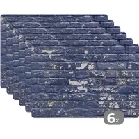 KitchenYeah Placemat - Bakstenen - Verf - Muur - Stenen - Onderzetter - Tafelbeschermer - Onderzetter placemat -45x30 cm - 6 stuks