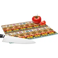 KitchenYeah Glazen Snijplank - 28x20 - Maya - Patroon - Latijns Amerika - Snijplanken Glas