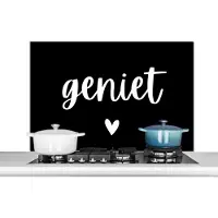 KitchenYeah Spatscherm keuken 100x65 cm - Kookplaat achterwand Quotes - Geniet - Spreuken - Muurbeschermer - Spatwand fornuis - Hoogwaardig aluminium