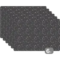 KitchenYeah Placemat - Placemats kunststof - Terazzo - Patroon - Structuur - 45x30 cm - 6 stuks - Hittebestendig - Anti-Slip - Onderlegger - Afneembaar