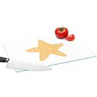 KitchenYeah Glazen Snijplank - 39x28 - Ster - Meisjes - Jongens - Oranje - Stippen - Kinderen - Snijplanken Glas