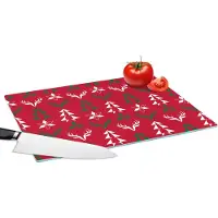 KitchenYeah Glazen Snijplank - 39x28 - Hert - Patroon - Kerst - Snijplanken Glas