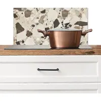 KitchenYeah Spatscherm keuken 60x30 cm - Kookplaat achterwand Neutral - Stenen - Decoratie - Terrazzo - Muurbeschermer - Spatwand fornuis - Hoogwaardig aluminium