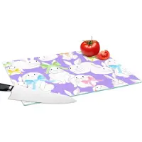KitchenYeah Glazen Snijplank - 39x28 - Patronen - Konijn - Paars - Lente - Snijplanken Glas