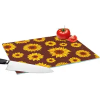 KitchenYeah Glazen Snijplank - 39x28 - Zonnebloem - Bohemian - Flora - Patroon - Snijplanken Glas