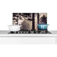 KitchenYeah Spatscherm keuken 60x30 cm - Kookplaat achterwand Mist - Herfst decoratie - Natuur - Bos - Muurbeschermer - Spatwand fornuis - Hoogwaardig aluminium