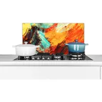 KitchenYeah Spatscherm keuken 70x30 cm - Kookplaat achterwand Schilderij - Abstract - Olieverf - Muurbeschermer - Spatwand fornuis - Hoogwaardig aluminium