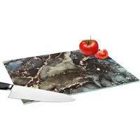 KitchenYeah Glazen Snijplank - 39x28 - Marmer - Goud - Groen - Snijplanken Glas