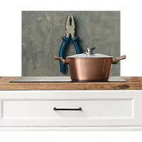 KitchenYeah Spatscherm keuken 60x40 cm - Kookplaat achterwand Tang - Schilderij - Textuur - Verf - Muurbeschermer - Spatwand fornuis - Hoogwaardig aluminium