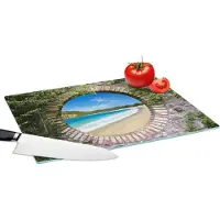 KitchenYeah Glazen Snijplank - 39x28 - Strand - Zee - Doorkijk - Snijplanken Glas