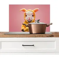 KitchenYeah Spatscherm keuken 60x40 cm - Kookplaat achterwand Kostuum - Geitje - Paashaas - Muurbeschermer - Spatwand fornuis - Hoogwaardig aluminium