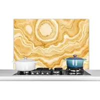 KitchenYeah Spatscherm keuken 100x65 cm - Kookplaat achterwand Agaat - Edelstenen - Gold - Muurbeschermer - Spatwand fornuis - Hoogwaardig aluminium