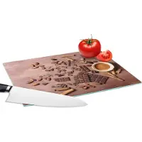 KitchenYeah Glazen Snijplank - 28x20 - Chocolade - Kaneel - Noten - Keuken - Snijplanken Glas