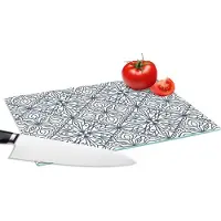 KitchenYeah Glazen Snijplank - 28x20 - Patronen - Ruit - Zwart - Wit - Snijplanken Glas
