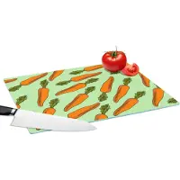 KitchenYeah Glazen Snijplank - 39x28 - Vintage - Wortel - Patronen - Groente - Snijplanken Glas