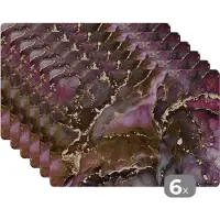KitchenYeah Placemats - Marmer - Goud - Steen - Onderleggers placemat - 45x30 cm - 6 stuks