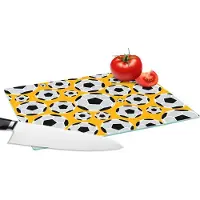 KitchenYeah Glazen Snijplank - 28x20 - Patronen - Sport - Voetbal - Jongens - Kinderen - Kids - Jongen - Snijplanken Glas