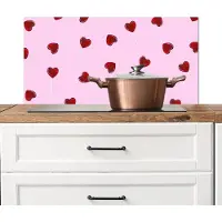 KitchenYeah Spatscherm keuken 80x40 cm - Kookplaat achterwand Roze - Hart - Lolly - Snoep - Muurbeschermer - Spatwand fornuis - Hoogwaardig aluminium