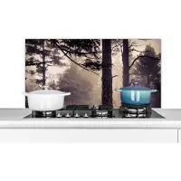 KitchenYeah Spatscherm keuken 100x50 cm - Kookplaat achterwand Mist - Herfst decoratie - Natuur - Bos - Muurbeschermer - Spatwand fornuis - Hoogwaardig aluminium