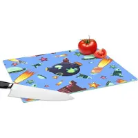 KitchenYeah Glazen Snijplank - 39x28 - Ruimte - Regenboog - Ufo - Raket - Design - Snijplanken Glas