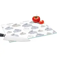 KitchenYeah Glazen Snijplank - 39x28 - Patroon - Konijn - Oor - Jongens - Meisjes - Kinderen - Kindje - Snijplanken Glas