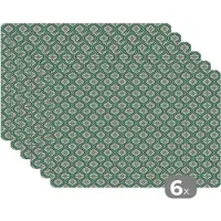 KitchenYeah Placemat - Placemats kunststof - Sneeuwvlok - Winter - Vintage - Patroon - Kerst - 45x30 cm - 6 stuks - Hittebestendig - Anti-Slip - Onderlegger - Afneembaar