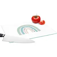 KitchenYeah Glazen Snijplank - 28x20 - Regenboog - Kinderen - Sterren - Stippen - Pastel - Snijplanken Glas