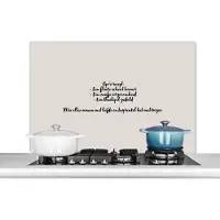 KitchenYeah Spatscherm keuken 100x65 cm - Kookplaat achterwand Opa's recept - Quote - Taupe - Muurbeschermer - Spatwand fornuis - Hoogwaardig aluminium