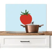 KitchenYeah Spatscherm keuken 80x55 cm - Kookplaat achterwand Rood - Tomaat - Groente - Muurbeschermer - Spatwand fornuis - Hoogwaardig aluminium