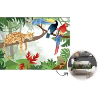 KitchenYeah Tafelkleed - Tafellaken - 260x180 cm - Jungle dieren - Toekan - Jongens - Meiden - Luipaard - Binnen en Buiten