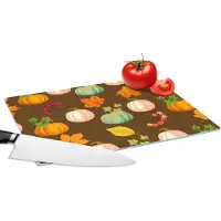 KitchenYeah Glazen Snijplank - 28x20 - Herfst - Pompoenen - Patronen - Snijplanken Glas