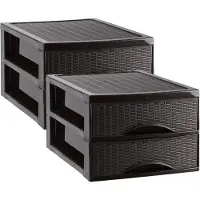 PlasticForte Ladekastje bureau organizer SORTED - 3x - 2 lades - donkerbruin - L26 x B35 x H19 cm - kunststof - organiseren