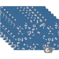 KitchenYeah Placemat - Placemats kunststof - Patronen - Sakura - Bloemen - 45x30 cm - 6 stuks - Hittebestendig - Anti-Slip - Onderlegger - Afneembaar